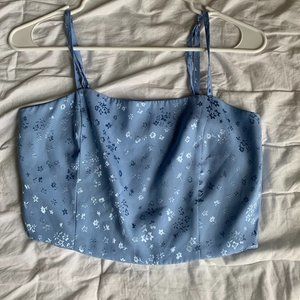 SHINY BLUE BUSTIER TOP